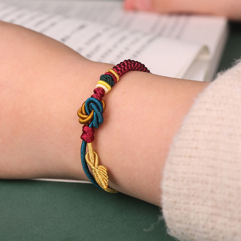 Wear FengShui Tibetan Handmade Mandala Knot Leaf Luck Rope Bracelet