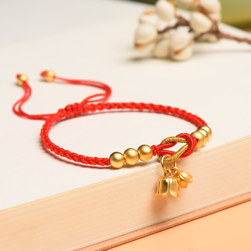 Wear FengShui Handcrafted Lily Of The Valley Flower Charm Design Luck Protection Braided Bracelet