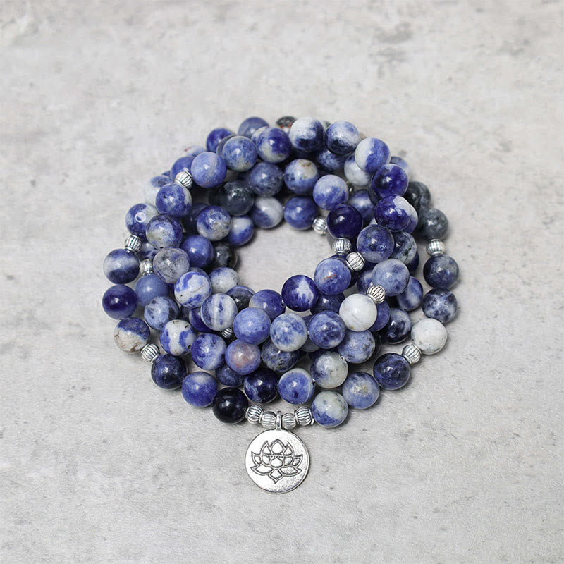 Wear FengShui Natural Blue Aventurine Lotus Peace Necklace Bracelet