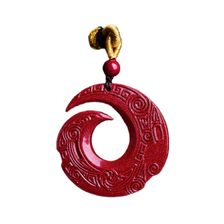 Wear FengShui One's Luck Improves Design Patern Natural Cinnabar Blessing Necklace Pendant