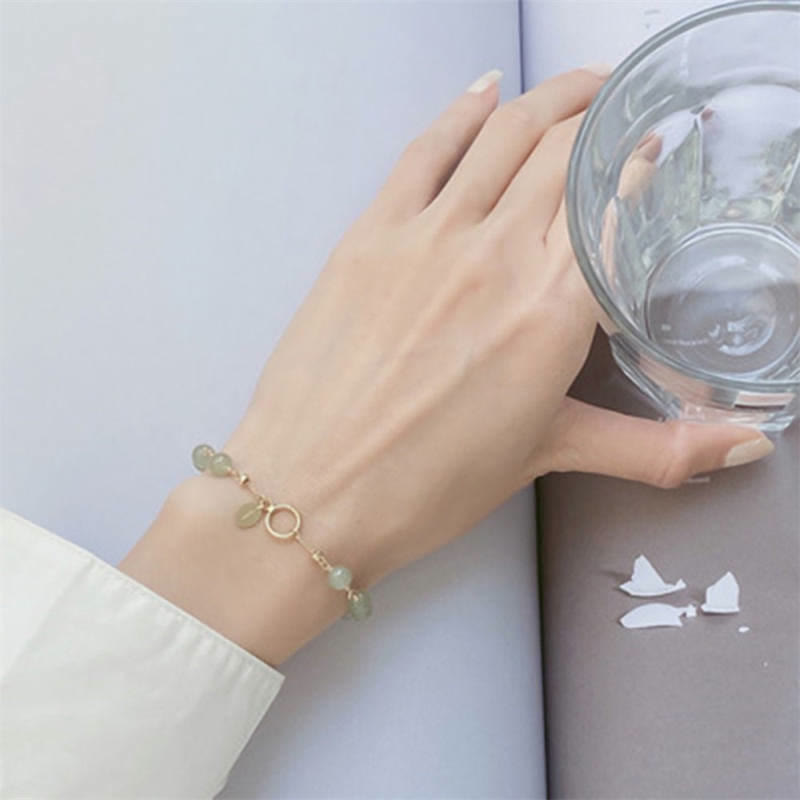 Wear FengShui Unique Natural Hetian Jade 14K Gold filled Luck Beaded Bracelet