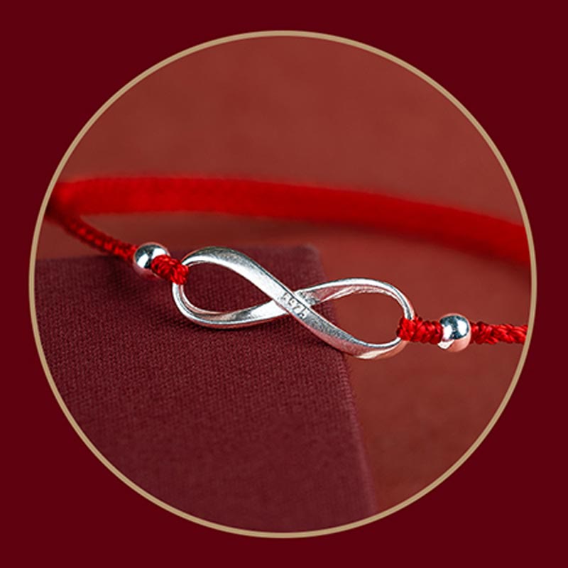 Wear FengShui 925 Sterling Silver Endless Knot Protection Luck Red String Bracelet Anklet