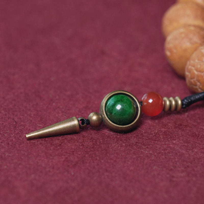 Wear FengShui Tibet Bodhi Seed Dzi Bead Peace Charm Wrist Mala Bracelet