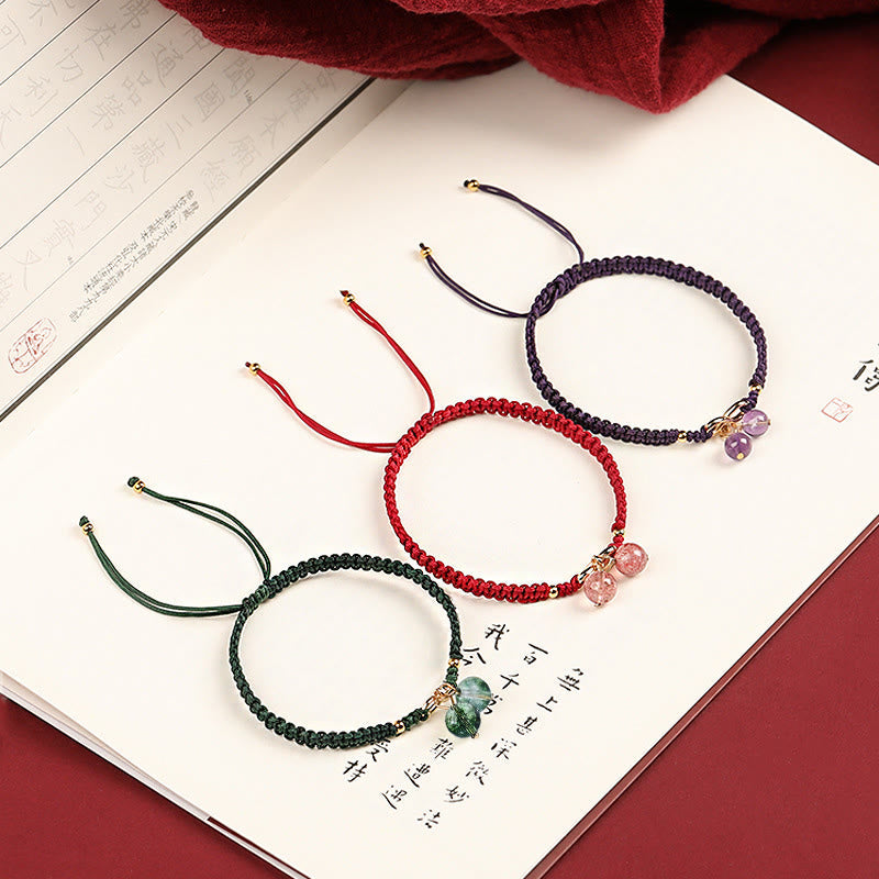 Wear FengShui Natural Strawberry Quartz Amethyst Green Phantom Bead Positive Bracelet