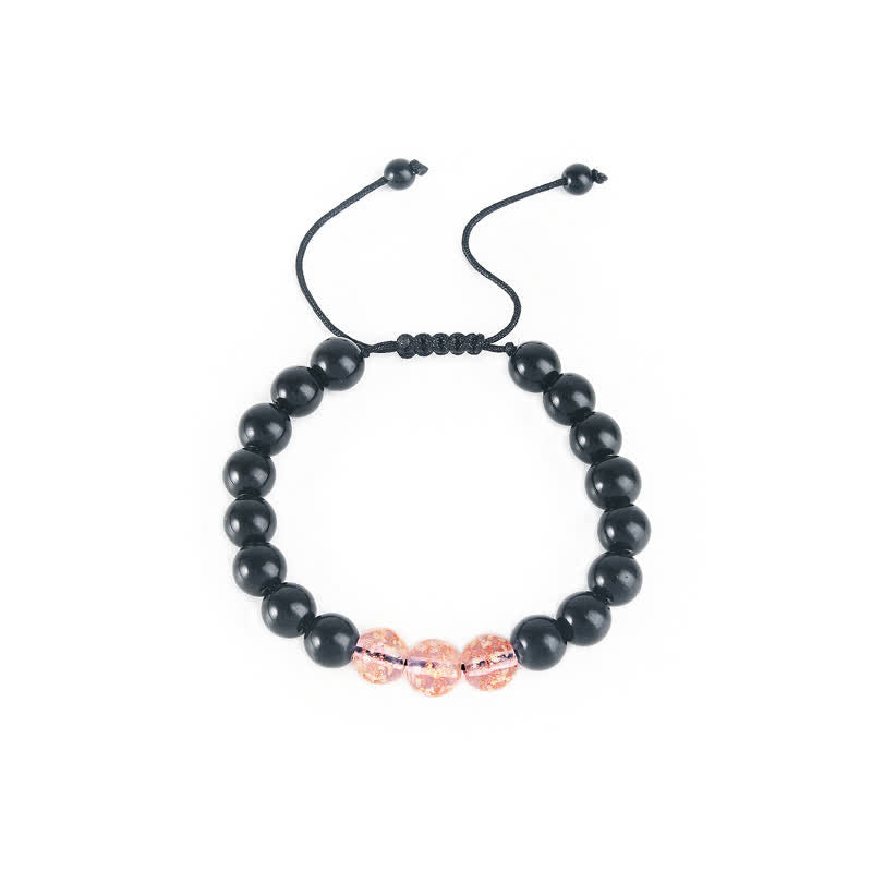 Wear FengShui Black Obsidian Luminous Glowstone Strength Bracelet