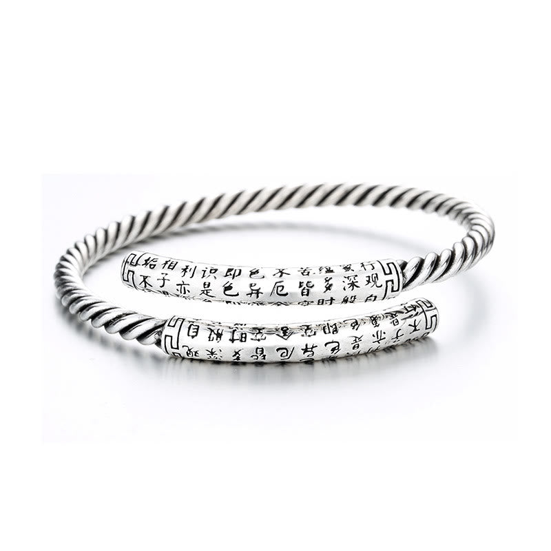 Wear FengShui Retro Heart Sutra Twisted Design Pattern Balance Bracelet Bangle