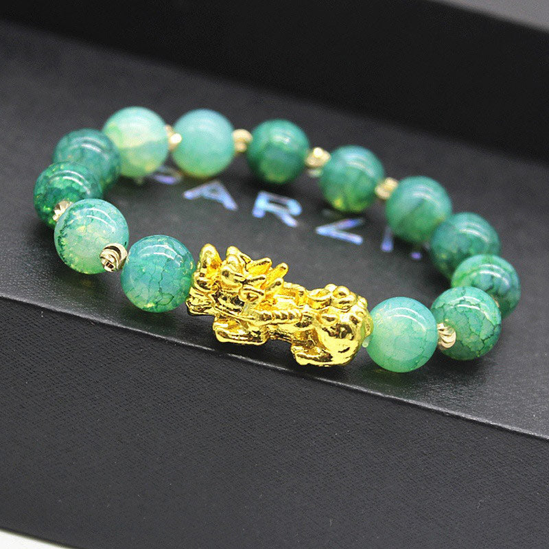 Handmade Cyan Jade Feng Shui Pi Xiu Success Bracelet