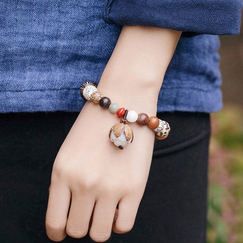 Wear FengShui Bodhi Seed Lotus Wisdom Peace Wrist Mala Bracelet