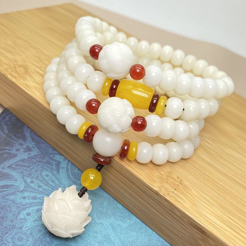 Wear FengShui Lotus Bodhi Seed Mala 108 Beads Protection Bracelet