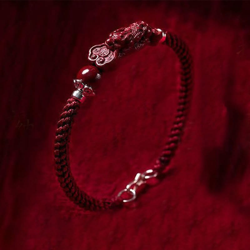 Wear FengShui Handcrafted PiXiu Cinnabar Wealth Luck Braided Bracelet