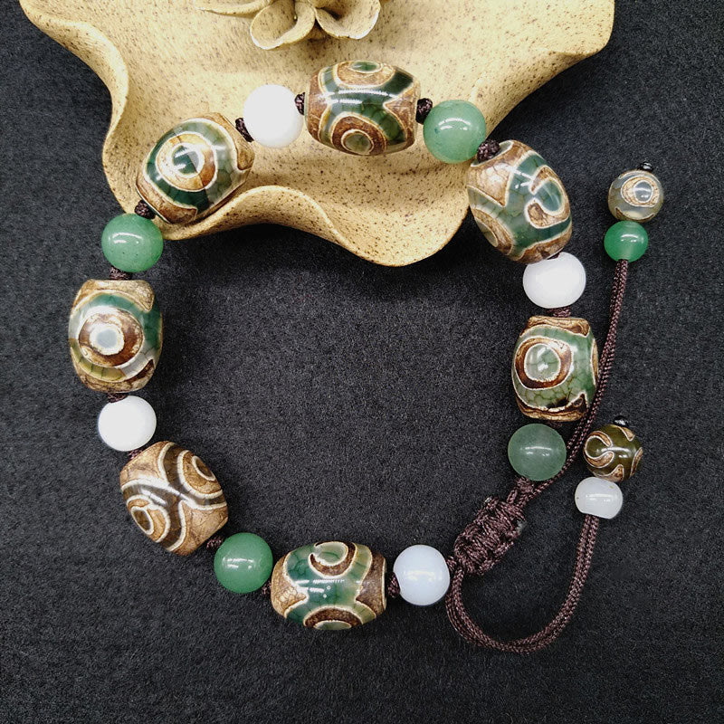 Wear FengShui Tibetan Three-eyed Dzi Bead Luck Protection Braided Bracelet