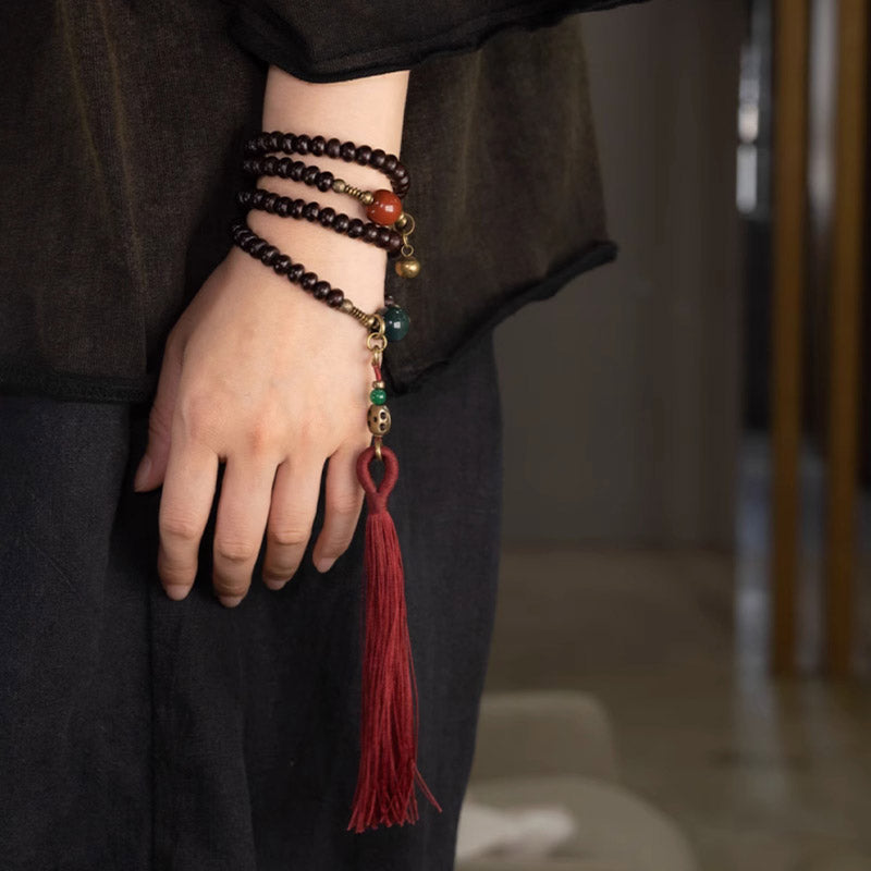 Wear FengShui 108 Mala Beads Natural Tibet Purple Bodhi Seed Auspiciousness Bracelet
