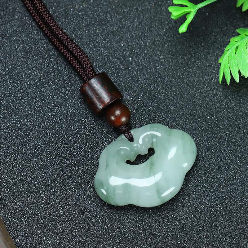 Wear FengShui Tianshan Jade Golden Silk Jade Chinese Lock Charm Abundance Necklace Pendant