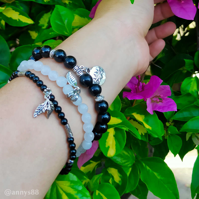 Wear FengShui 3PCS Natural Quartz Crystal Beaded Healing Energy Lotus Bracelet