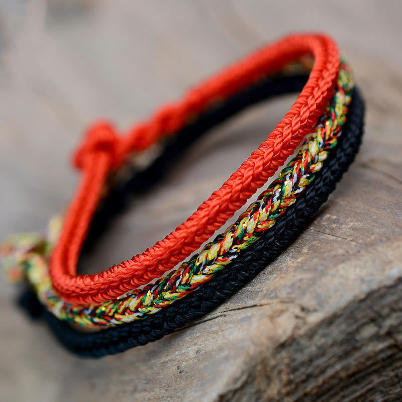 Wear FengShui Tibetan Handmade Eight Thread Peace Knot Protection Braided String Bracelet