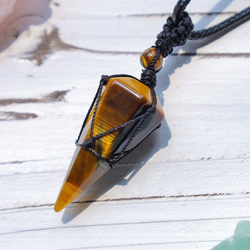Wear FengShui Natural Stone Pointed Pendant Necklace