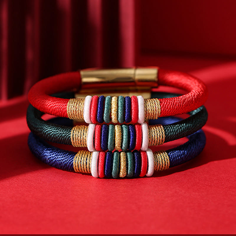 Wear FengShui Tibetan Handmade Colorful King Kong Knot Five Elements Luck Braid String Bracelet