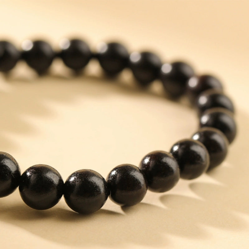 Wear FengShui Cute Ebony Wood Cat Head Pattern Peace Bracelet