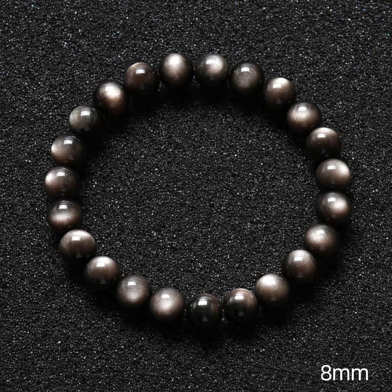 Wear FengShui Natural Silver Sheen Obsidian Soothing Protection Bracelet