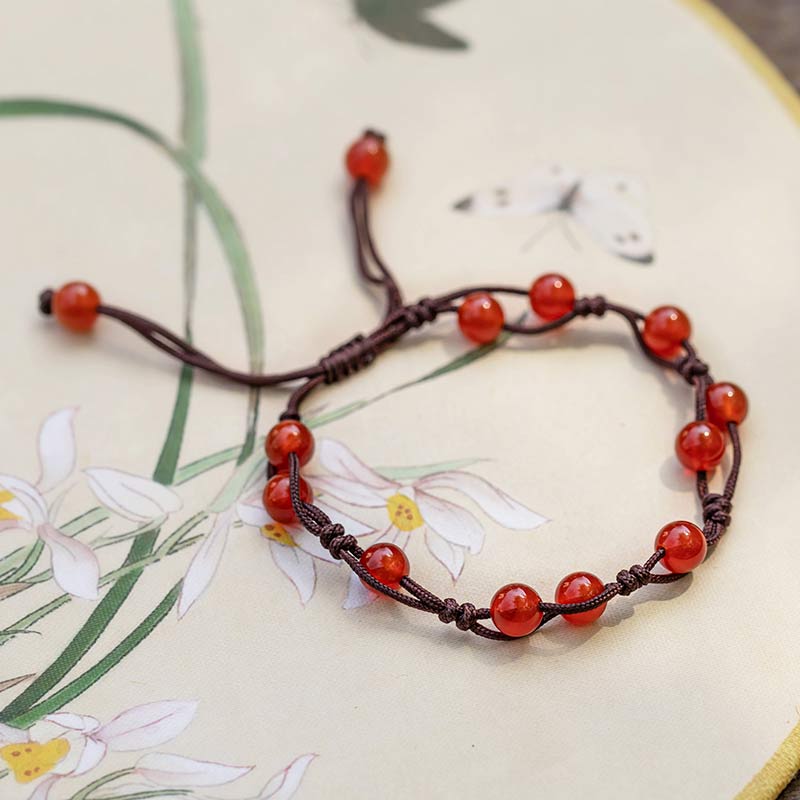 Wear FengShui Red Agate Moss Agate Cinnabar Calm Bracelet