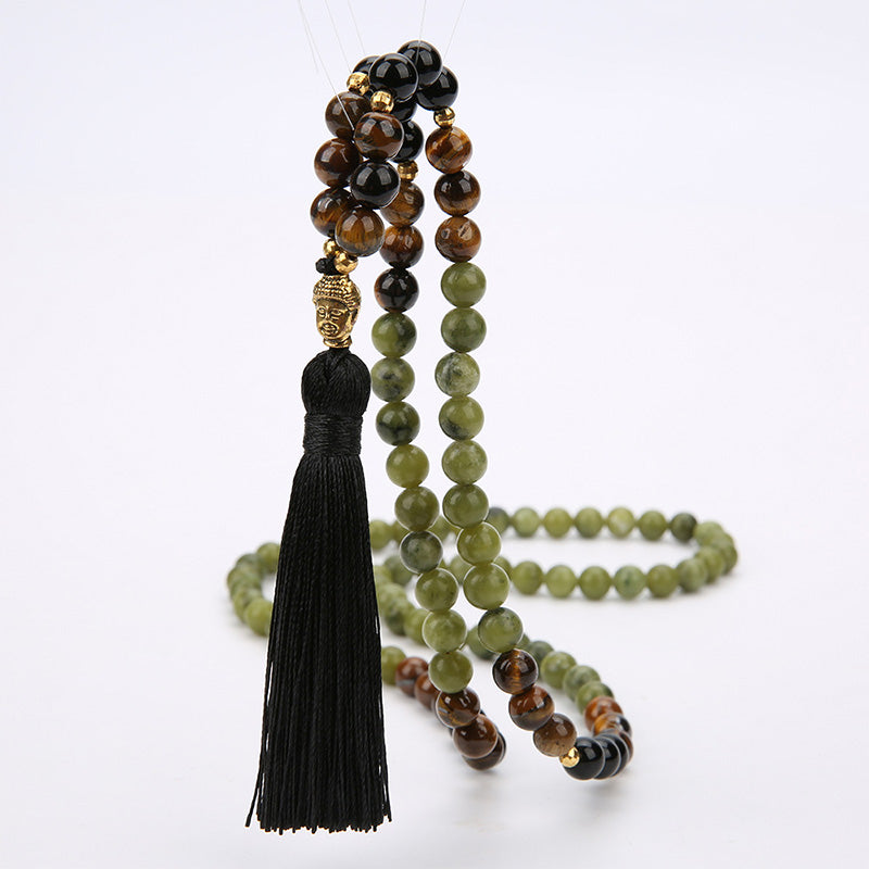 Wear FengShui Tibetan Green Jasper Protection Mala Bracelet