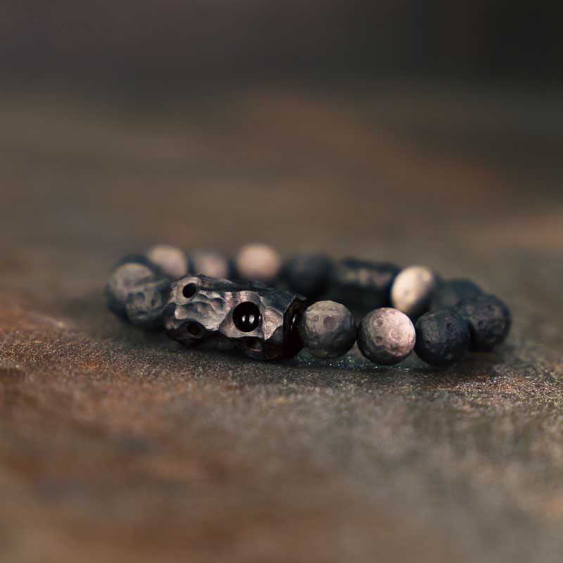 Wear FengShui Silver Sheen Obsidian Ebony Wood Soothing Bracelet