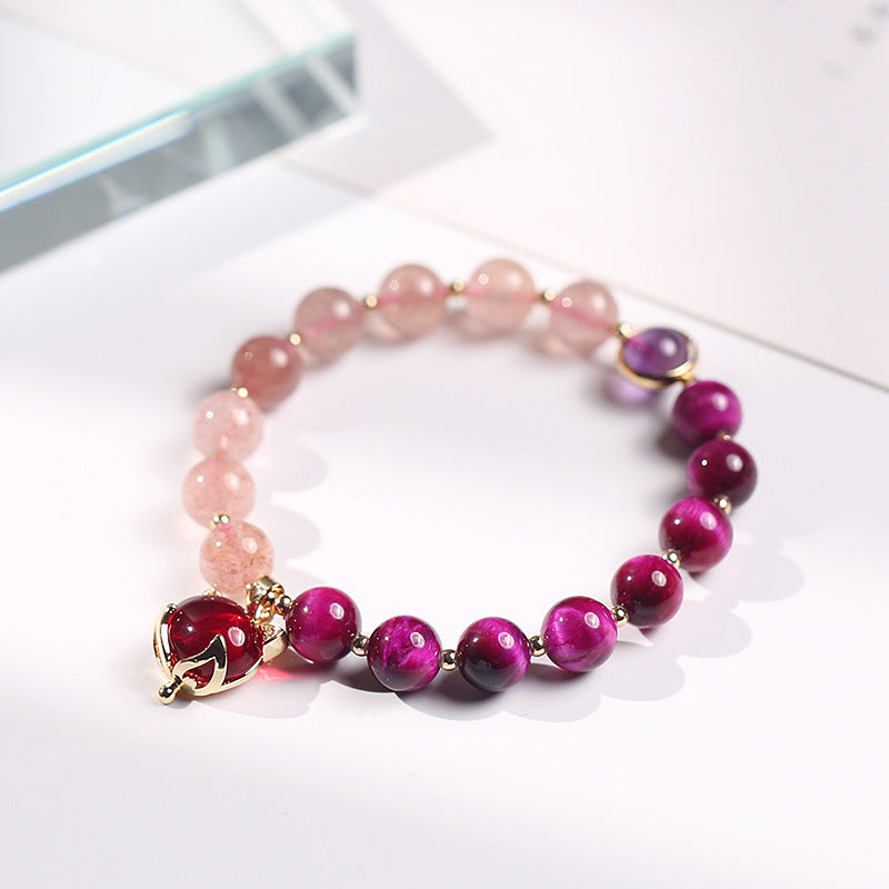 Wear FengShui Natural Strawberry Quartz Pixiu Love Bracelet