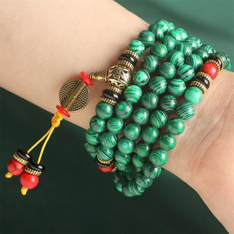 Wear FengShui Tibetan 108 Mala Malachite Beads Bracelet Necklace