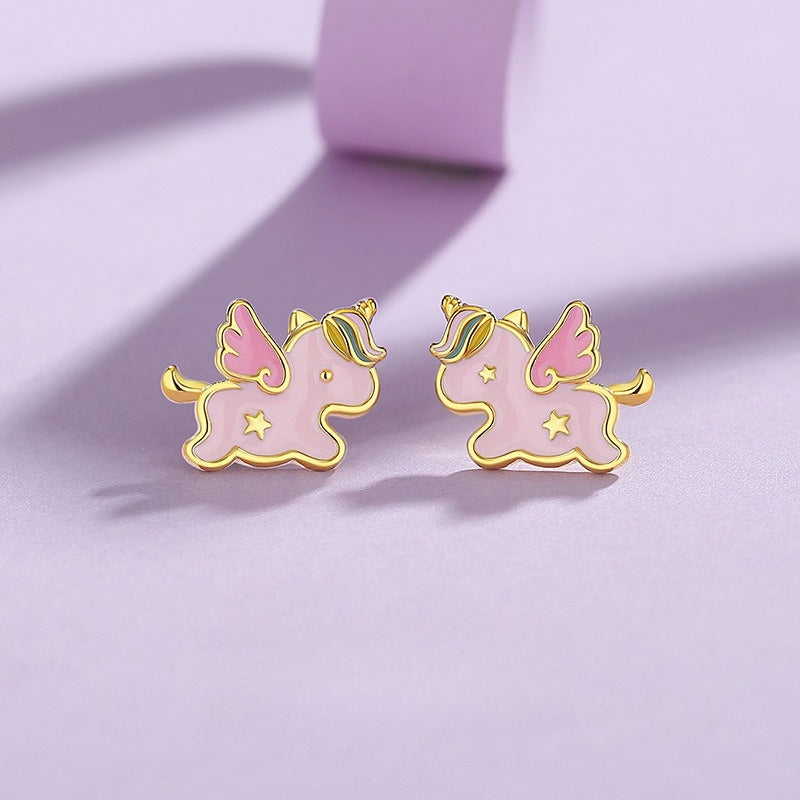 S925 Rainbow Unicorn Jewelry Collection – Necklace, Bracelet, and Earrings Set
