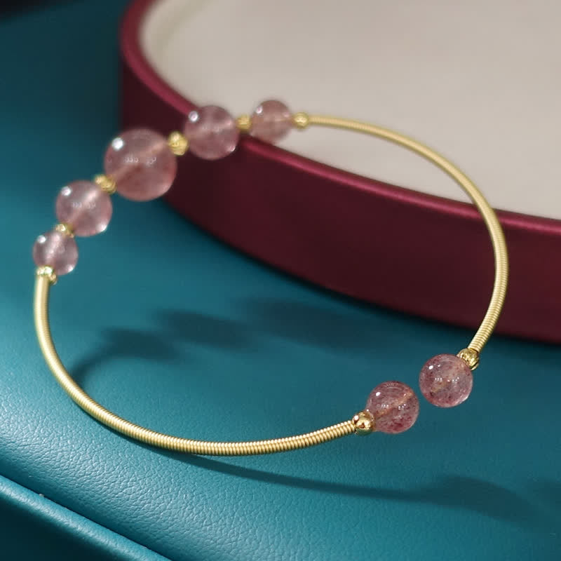 Wear FengShui Natural Strawberry Quartz Love Healing Bracelet Bangle