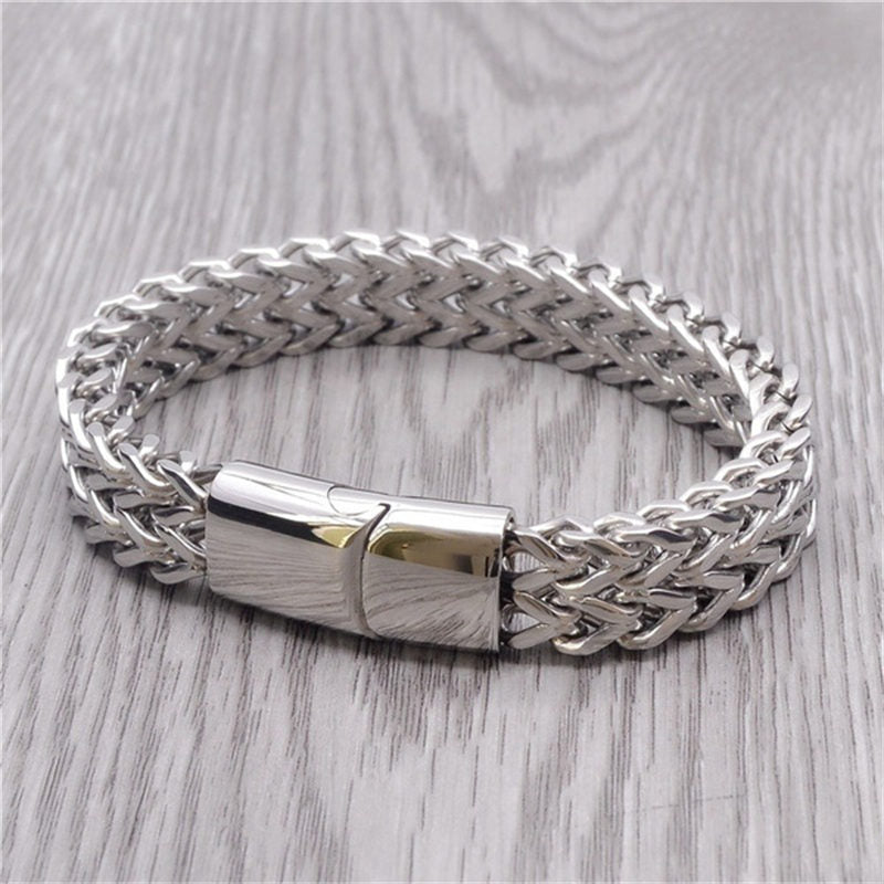 Wear FengShui Fish Scale Magnetic Buckle Titanium Steel Balance Bracelet Bangle