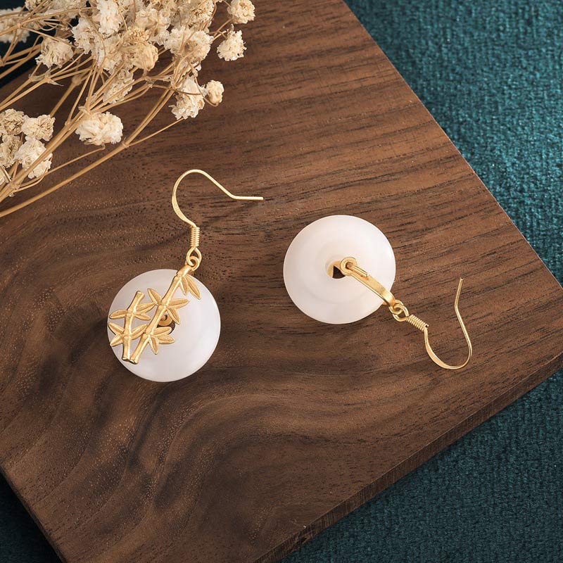Wear FengShui FengShui White Jade Fortune Earrings