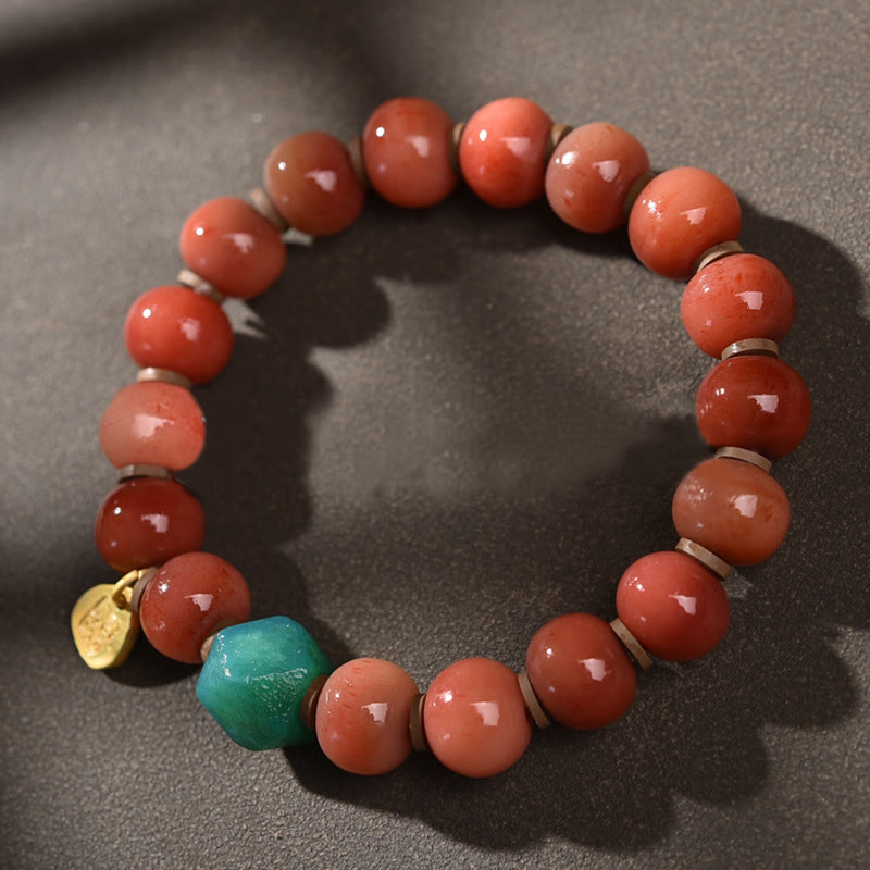 Wear FengShui Tibetan Natural Camel Bone Dzi Bead Bodhi Seed Charm Luck Bracelet
