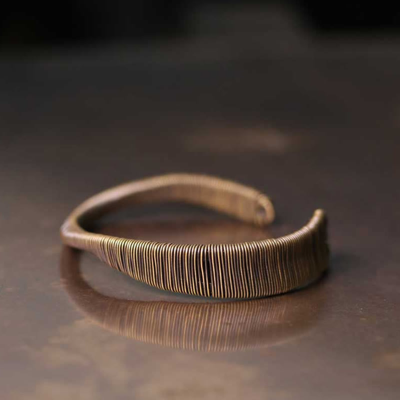 Wear FengShui Simple Design Wrapped Brass Copper Luck Wealth Adjustable Cuff Bracelet