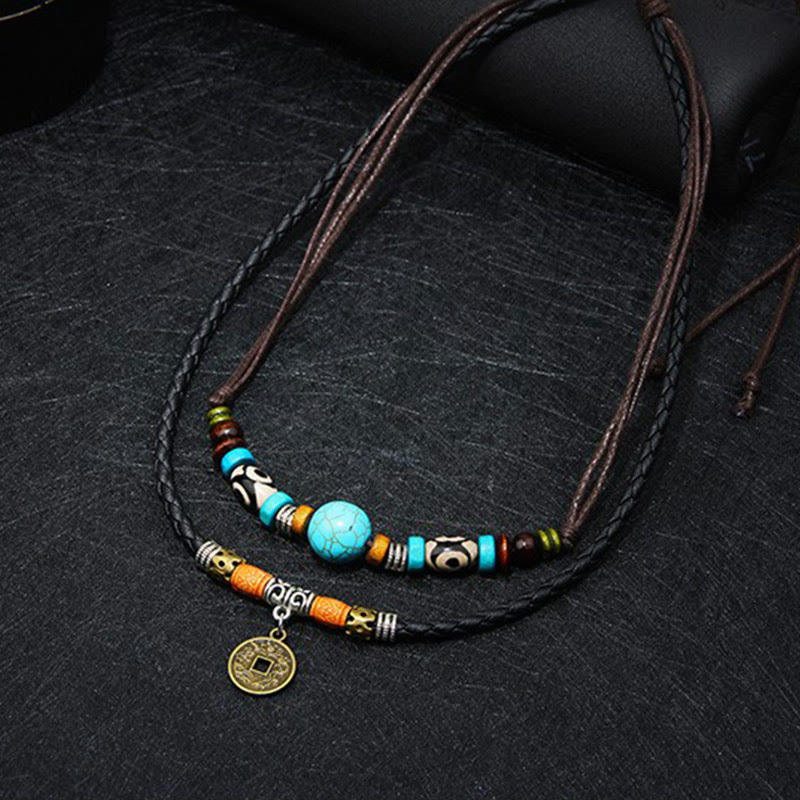 Wear FengShui Turquoise Dzi Bead Protection Necklace