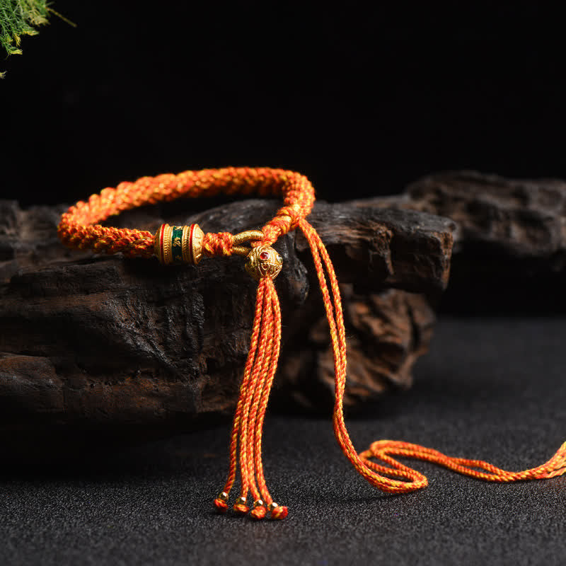 Wear FengShui Tibetan Handmade Luck Prayer Wheel Bead Charm Weave Colorful String Bracelet