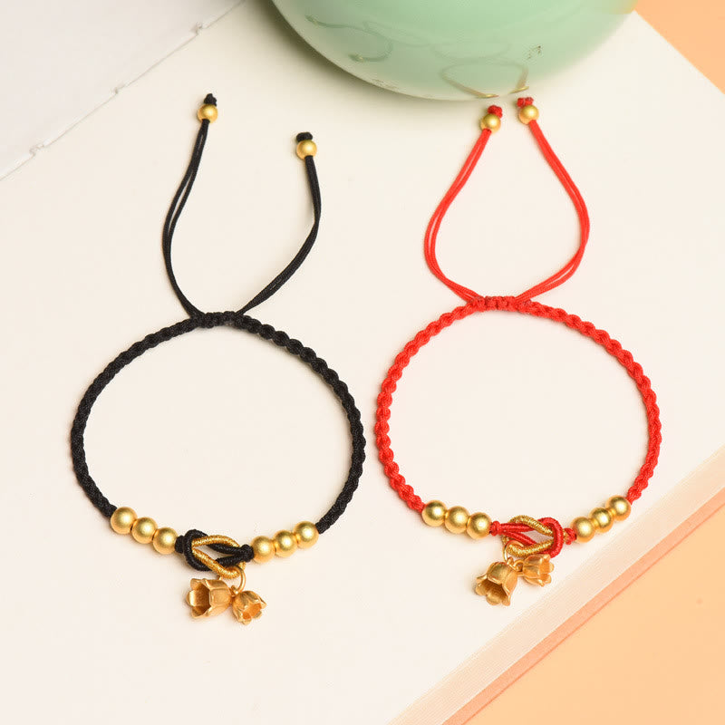 Wear FengShui Handcrafted Lily Of The Valley Flower Charm Design Luck Protection Braided Bracelet