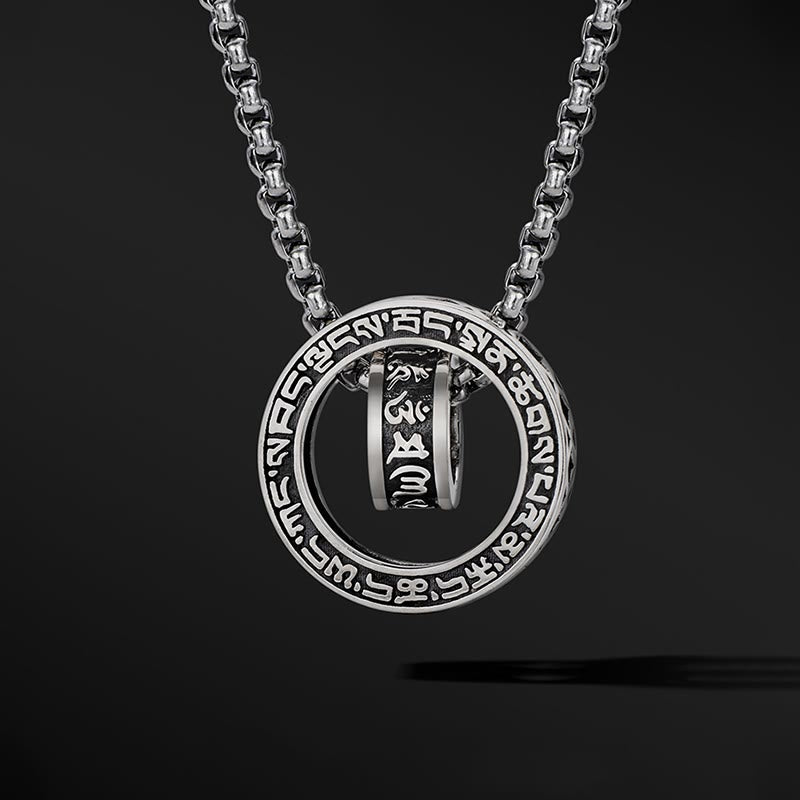 Wear FengShui Tibetan Om Mani Padme Hum Carved Peace Purity Chain Necklace Pendant