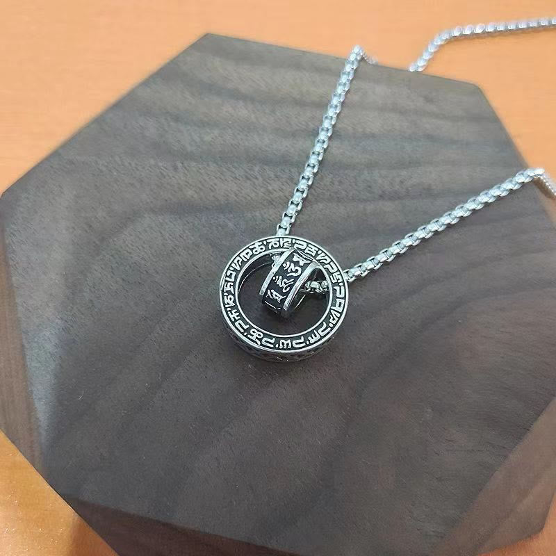 Wear FengShui Tibetan Om Mani Padme Hum Carved Peace Purity Chain Necklace Pendant