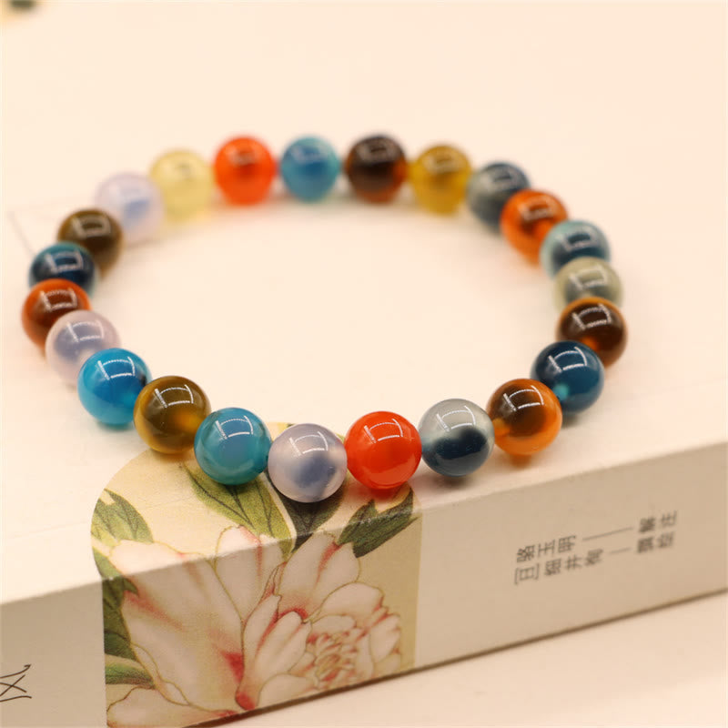 Wear FengShui Colorful Candy Agate Healing Strength Bead Bracelet