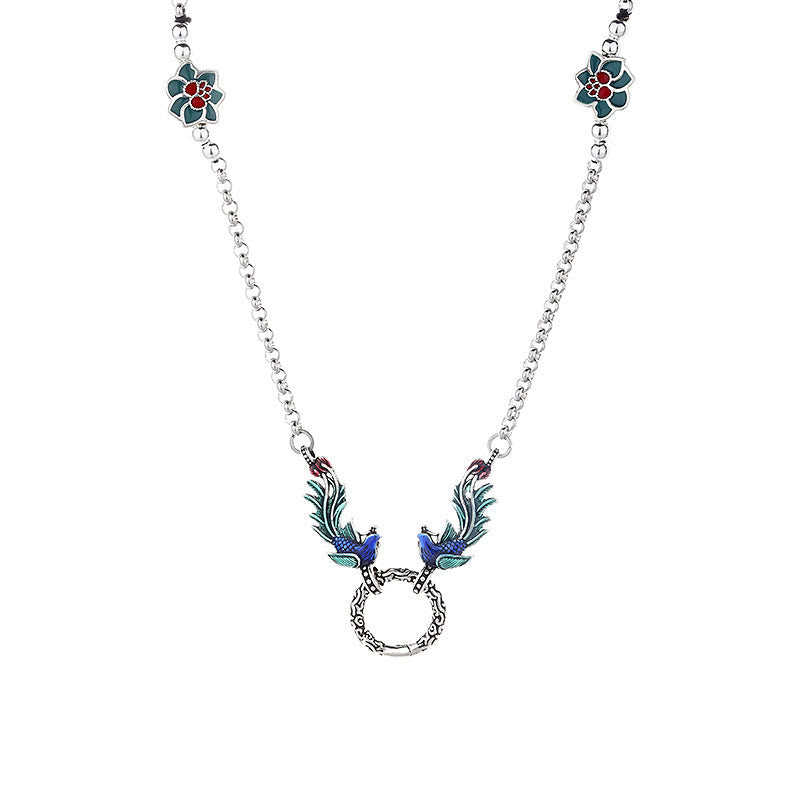 Wear FengShui Phoenix Lotus Flower Luck Protection Necklace Pendant