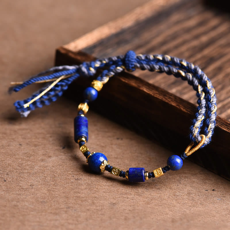 Wear FengShui Handmade Natural Lazurite Bead Positive Rope Bracelet