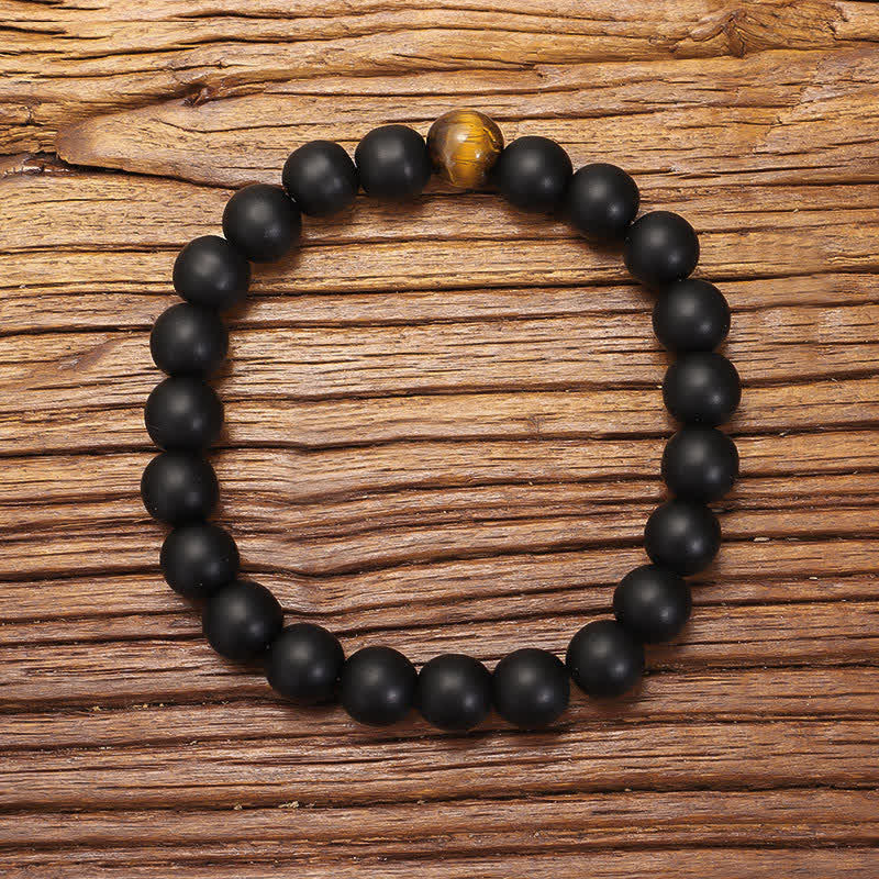 Wear FengShui 108 Mala Beads Frosted Stone Tiger Eye Balance Bracelet Necklace Pendant
