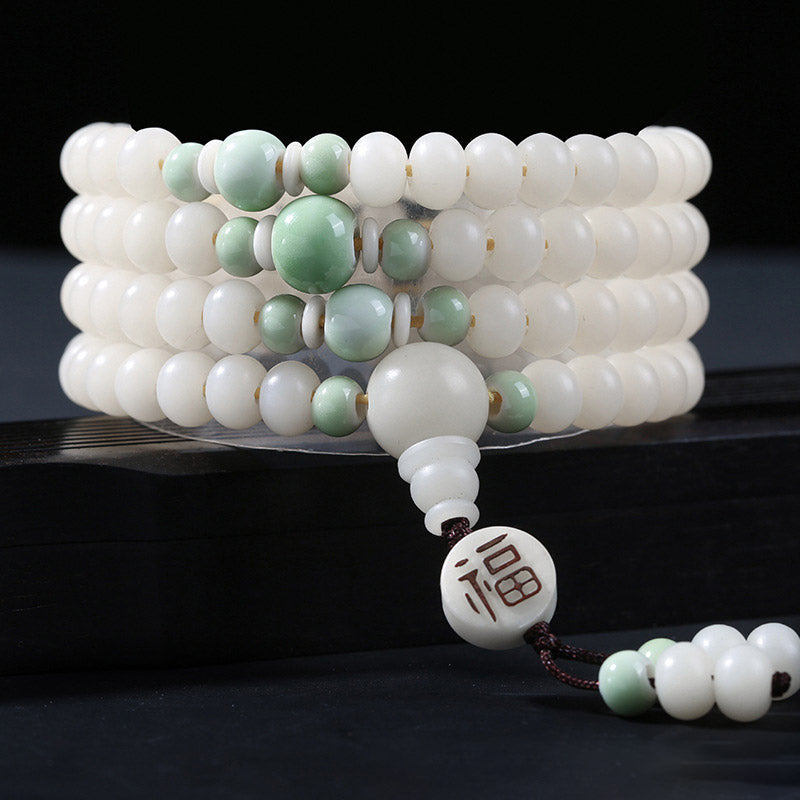 Wear FengShui Bodhi Seed Bead Lotus Blessing Charm Bracelet