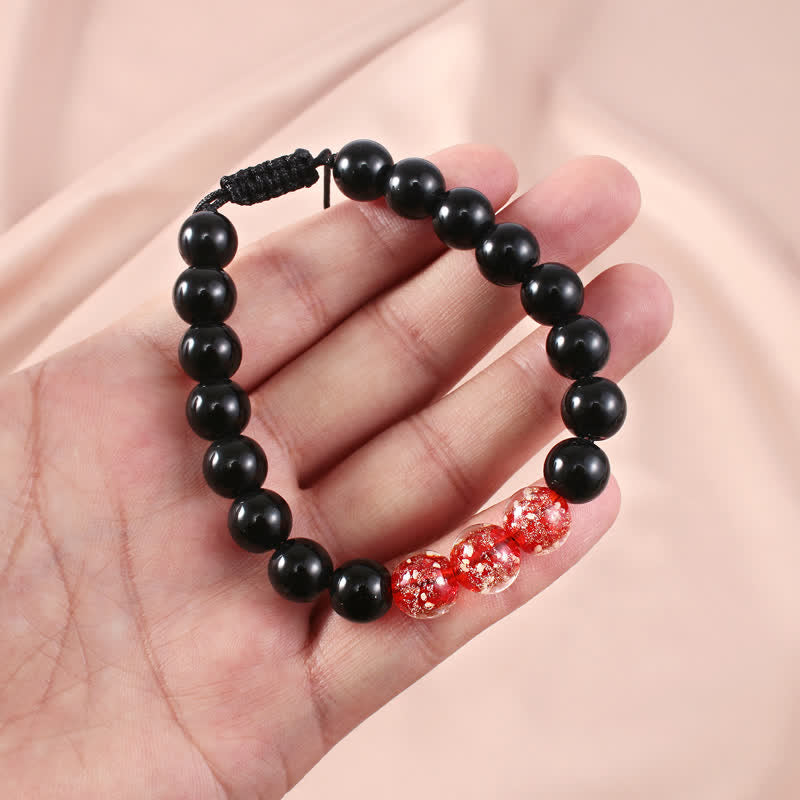 Wear FengShui Black Obsidian Luminous Glowstone Strength Bracelet