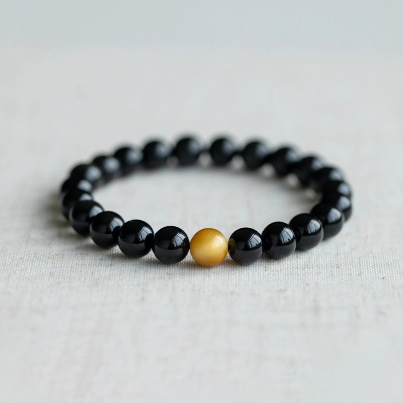 Wear FengShui Natural Rainbow Obsidian Tiger Eye Positive Love Bracelet