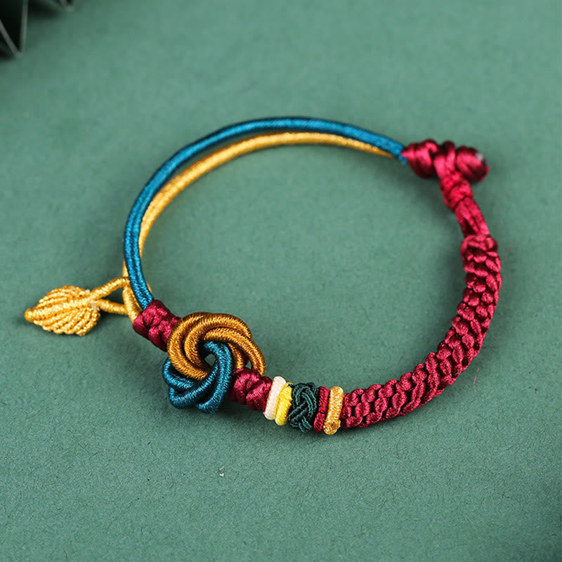 Wear FengShui Tibetan Handmade Mandala Knot Leaf Luck Rope Bracelet
