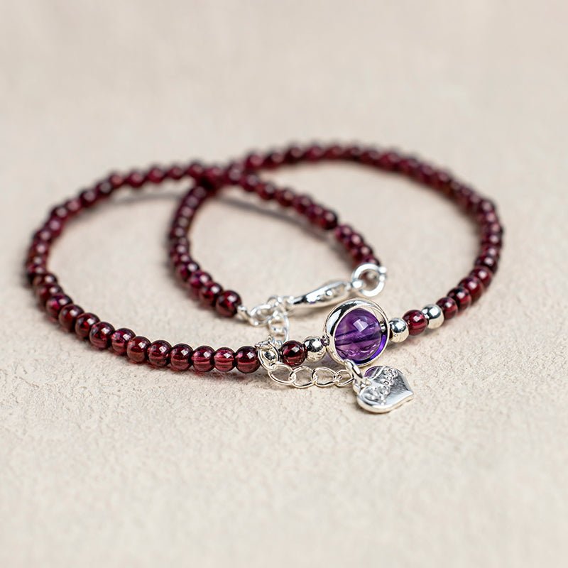 Wear FengShui Garnet Amethyst Purification Calm Anklet