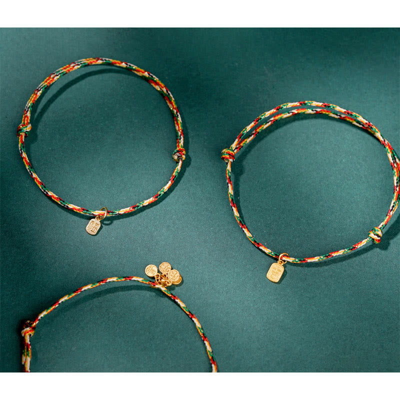 Wear FengShui Auspicious Fu Character Peace And Joy Luck Handmade Multicolored Child Adult Bracelet