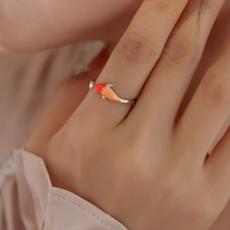 Wear FengShui Koi Fish Copper Balance Luck Adjustable Ring